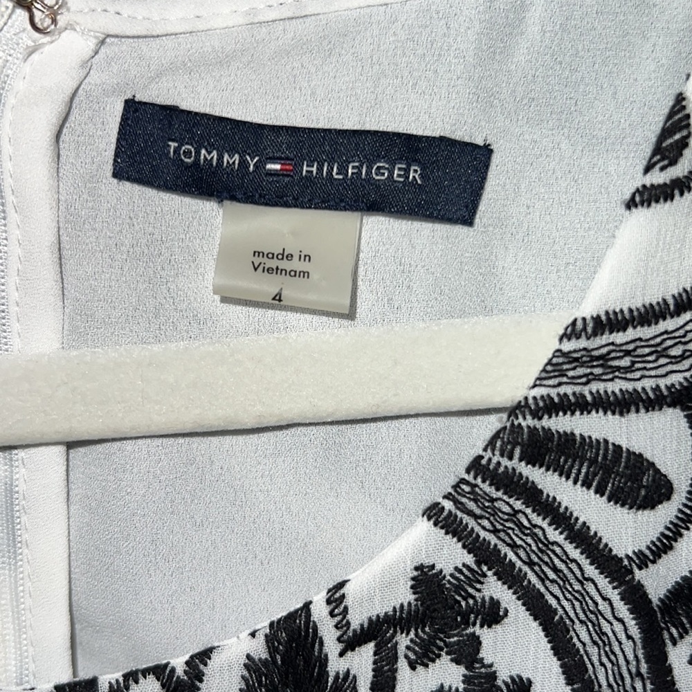 Tommy Hilfiger Paisley Embroidered Black And White Fit And Flare Dress Size 4 - Picture 5 of 10